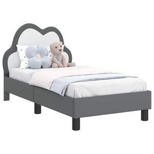 vidaXL Stelaż ł&oacute;żka dla malucha z oparciem jasnoszary 70 x 140 cm PU