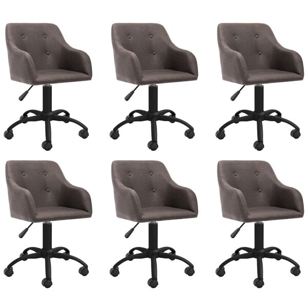 vidaXL Obrotowe krzesła do jadalni, 6 szt., taupe, tkanina