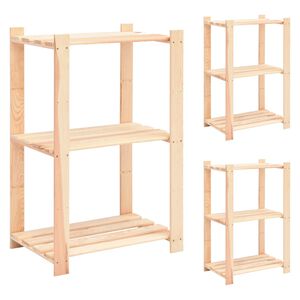 vidaXL Regały z 3 p&oacute;łkami, 3 szt., 60x38x90 cm, sosna, 150 kg