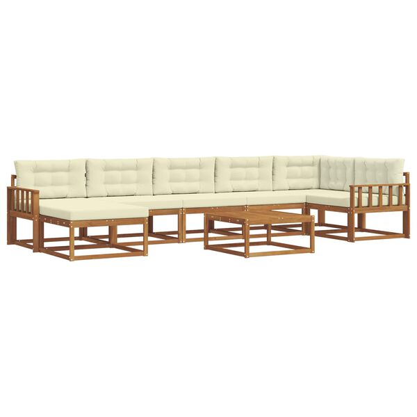 vidaXL Zestaw sof na zewnątrz z poduszką 8 pcs Naturalny i Kremowy