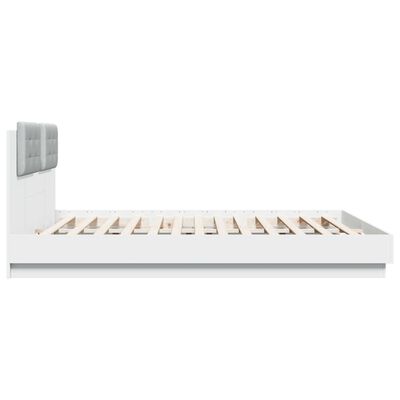 vidaXL Rama łóżka z wezgłowiem i LED, biała, 180x200 cm