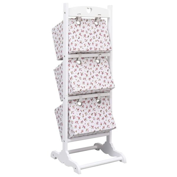 vidaXL 3-poziomowy regał z koszami, kwiaty, 35x35x102 cm, drewniany