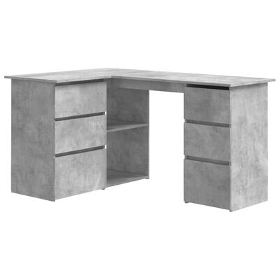 vidaXL Biurko narożne, szarość betonu, 145x100x76 cm