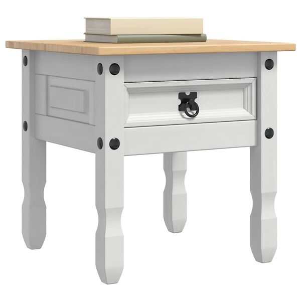 vidaXL Stolik końcowy Corona Biały 50 x 50 x 50 cm Lite drewno sosnowe