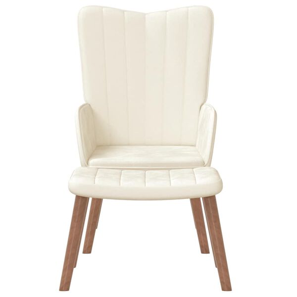 vidaXL Fotel z podn&oacute;żkiem, kremowy, tapicerowany aksamitem