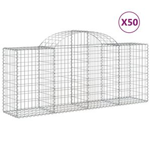 vidaXL Kosze gabionowe, 50 szt, 200x50x80/100 cm, galwanizowane żelazo