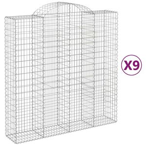 vidaXL Kosze gabionowe, 9 szt, 200x50x200/220 cm, galwanizowane żelazo