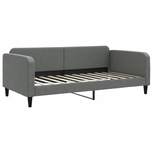 vidaXL Sofa rozsuwana z materacami, ciemnoszara, 100x200 cm, tkanina