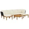 vidaXL 7 pcs Solidne drewno akacjowe i lina naturalny