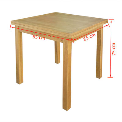 vidaXL Stół rozkładany, 85x85x75 cm, lite drewno dębowe