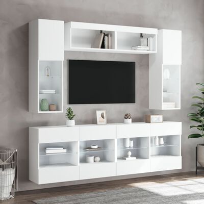 vidaXL 6-cz. zestaw szafek TV z oświetleniem LED, biały