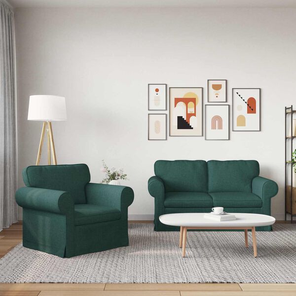 vidaXL Sofa 2 pcs Ciemna zieleń