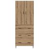 vidaXL Highboard 2 pcs Dąb rzemieślniczy Drewno inżynieryjne i szkło