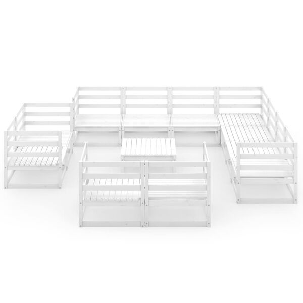 vidaXL 12-cz. zestaw mebli wypoczynkowych do ogrodu, biały, sosnowy