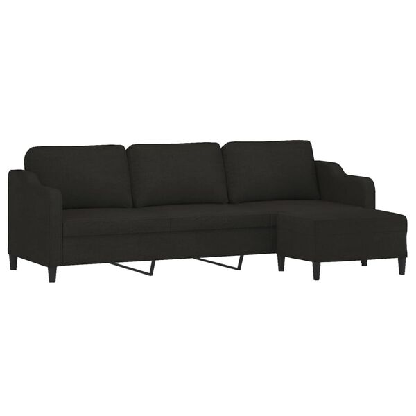 vidaXL 3-osobowa sofa z podn&oacute;żkiem, czarna, 210 cm, tkaniną