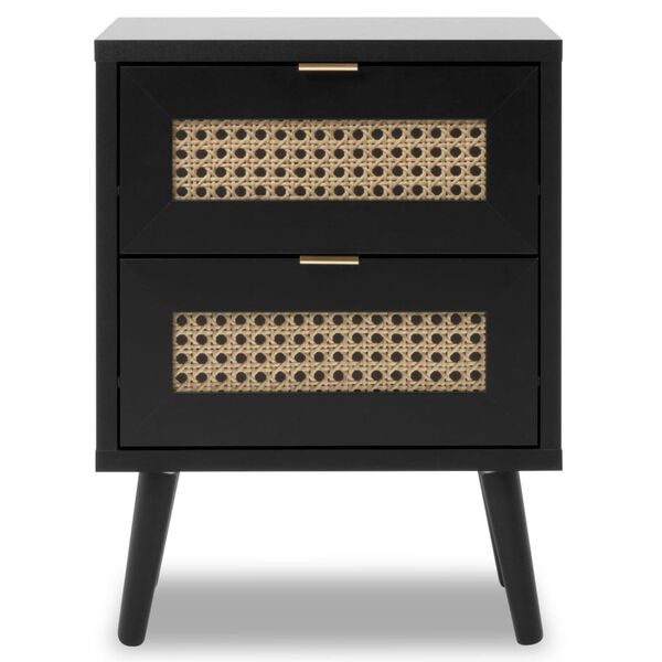 Finori Szafka nocna Vienna 61A, czarna z nadrukiem rattanu