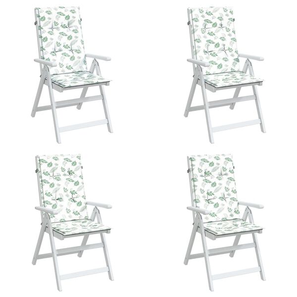 vidaXL Poduszki na krzesła ogrodowe, 4 szt., wz&oacute;r w liście, tkanina