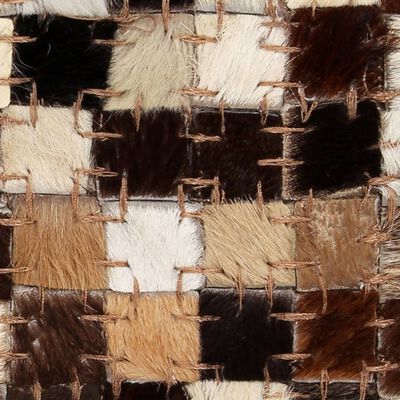 vidaXL Patchworkowy dywan ze skóry bydlęcej, 120x170 cm, brązowo-biały