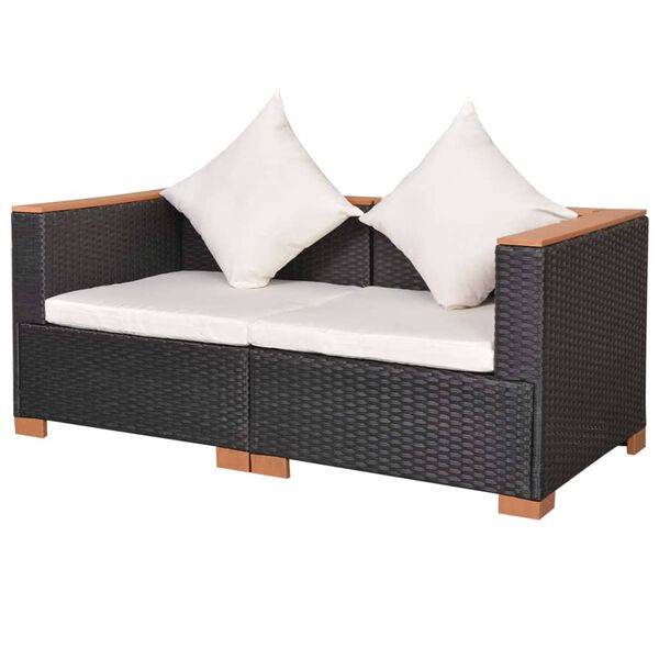 vidaXL Sofa ogrodowa, rattan PE, czarna