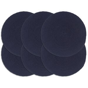 vidaXL Maty na st&oacute;ł, 6 szt., gładkie, granatowe, 38 cm, okrągłe