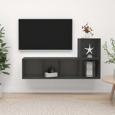 vidaXL 2-częściowy zestaw szafek TV, szary, płyta wiórowa