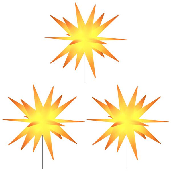 vidaXL Ozdoby świetlne LED z prętami, składane, 3 szt., żółte, 35 cm