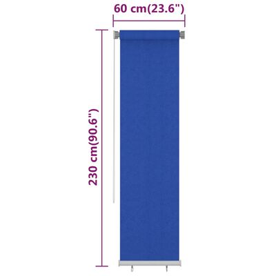 vidaXL Roleta zewnętrzna, 60x230 cm, niebieska, HDPE