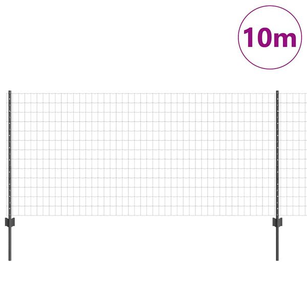 vidaXL Ogrodzenie z słupkiem Szary 1 x 10 m Stal i PVC