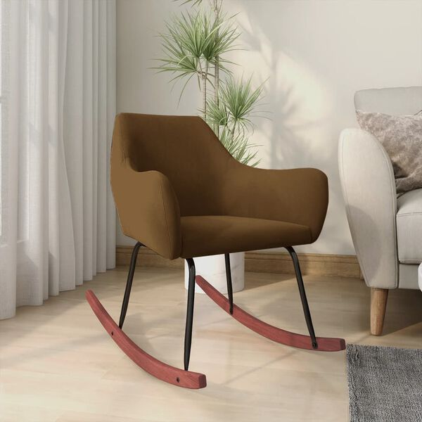 vidaXL Fotel bujany, brązowy, tapicerowany aksamitem