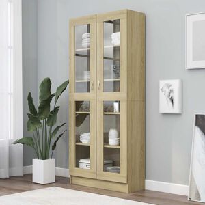 vidaXL Witryna, dąb sonoma 82,5x30,5x185 cm, materiał drewnopochodny