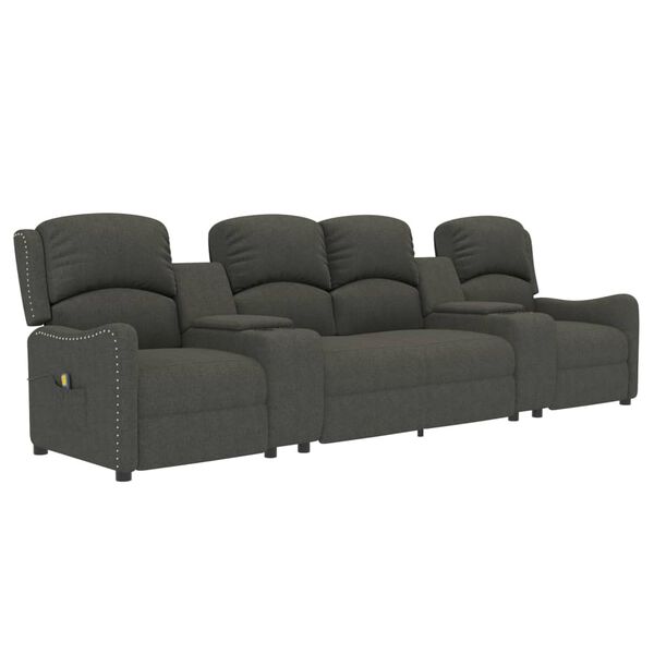 vidaXL Rozkładany fotel masujący z uchwytem 4-os. ciemnoszary, tkanina