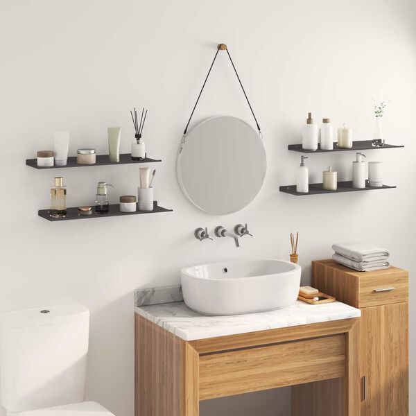 vidaXL P&oacute;łka wisząca 4 pcs Czarny 60 x 18 x 2,5 cm Stal