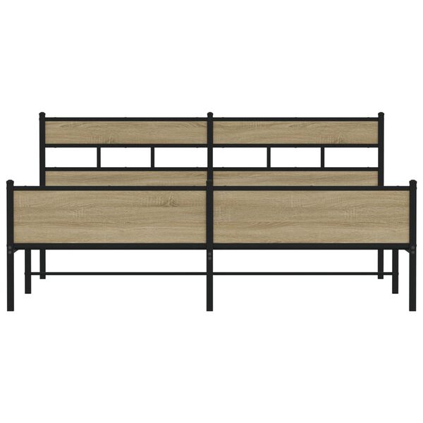 vidaXL Metalowa rama łóżka, bez materaca, dąb sonoma, 193x203 cm