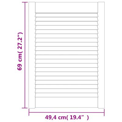 vidaXL Drzwi żaluzjowe do szafki, 4 szt., 69x49,4 cm, drewno sosnowe
