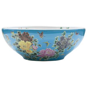 vidaXL Umywalka nablatowa, kolorowa, okrągła, &Phi;41x14 cm, ceramiczna