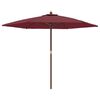 vidaXL Parasol ogrodowy na drewnianym słupku, bordowy, 299x240 cm