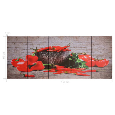 vidaXL Zestaw obrazów z nadrukiem papryk, kolorowy, 150x60 cm