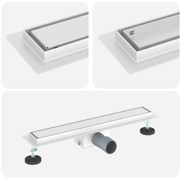 vidaXL 2 w 1 Odwodnienie prysznicowe Srebrny 50 cm Stal nierdzewna 304