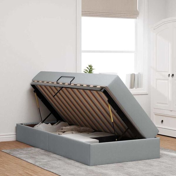 vidaXL Ł&oacute;żko z miejscem na przechowywanie i materacem Jasnoszary