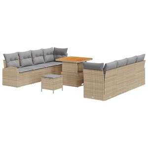 vidaXL Zestaw Sof na Ogr&oacute;d z poduszką 11 pcs Beżowy i jasnoszary