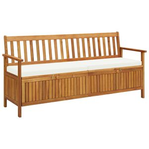 vidaXL Ławka ze schowkiem i poduszką, 170 cm, lite drewno akacjowe