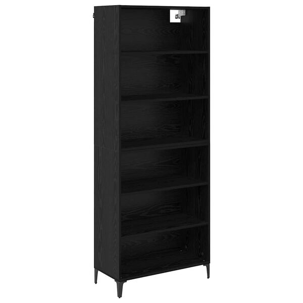 vidaXL Highboard Czarny Dąb 69,5 x 34 x 180 cm Materiał drewnopochodny