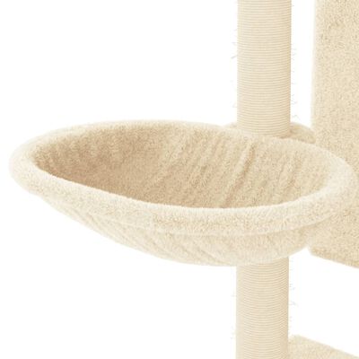 vidaXL Drapak dla kota, z sizalowymi słupkami, kremowy, 130,5 cm
