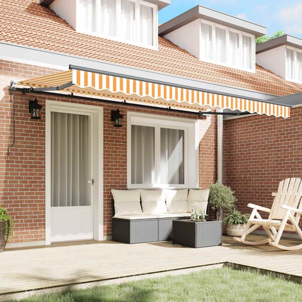 vidaXL Markiza zwijana Ż&oacute;łty i Biały 350 x 200 cm