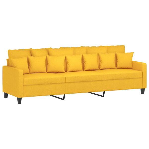 vidaXL Sofa 3-osobowa, jasnoż&oacute;łta, 210 cm, tapicerowana tkaniną
