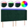 vidaXL Zagł&oacute;wek do ł&oacute;żka z LED, ciemnozielony 183x16x118/128cm aksamit