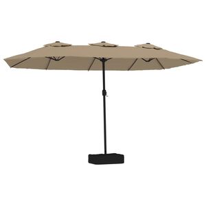 vidaXL Podw&oacute;jny parasol ogrodowy, taupe, 449x265 cm