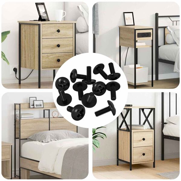 vidaXL Śruby osłonowe 12 pcs Czarny M4 x 10 mm Żelazo