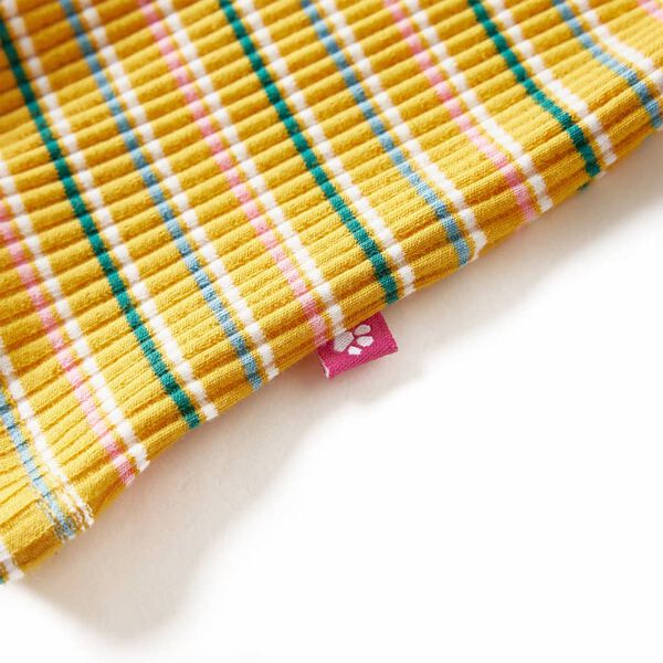 Koszulka dziecięca z długimi rękawami, p&oacute;łgolf, ochra, 128