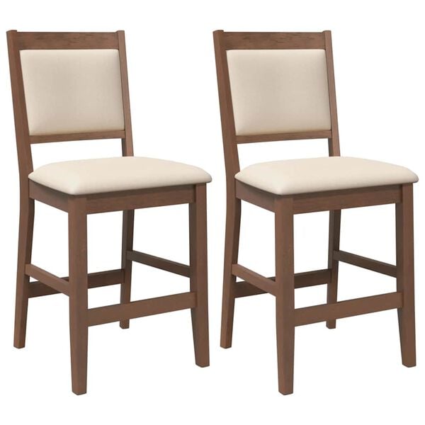 vidaXL Hokery barowe z poduszkami 2 szt. Brązowe lite drewno gumowe